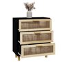 Voir la diapositive 3 : VIDAXL Buffet Noir 60x30x70 cm Bois de pin massif et rotin naturel
