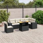 VIDAXL Salon de jardin 7 pcs avec coussins noir resine tressee