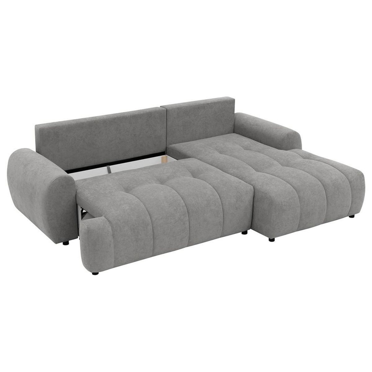 BEST MOBILIER Luzzio - canapé d'angle droit 4 places convertible avec coffre en tissu texturé