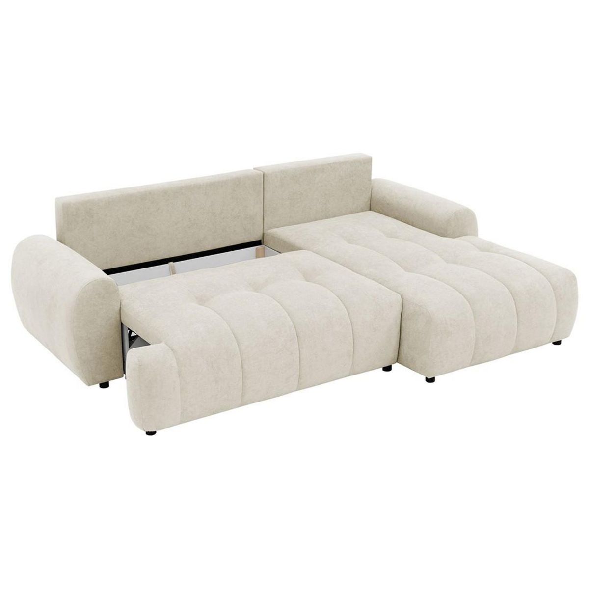 BEST MOBILIER Luzzio - canapé d'angle droit 4 places convertible avec coffre en tissu texturé
