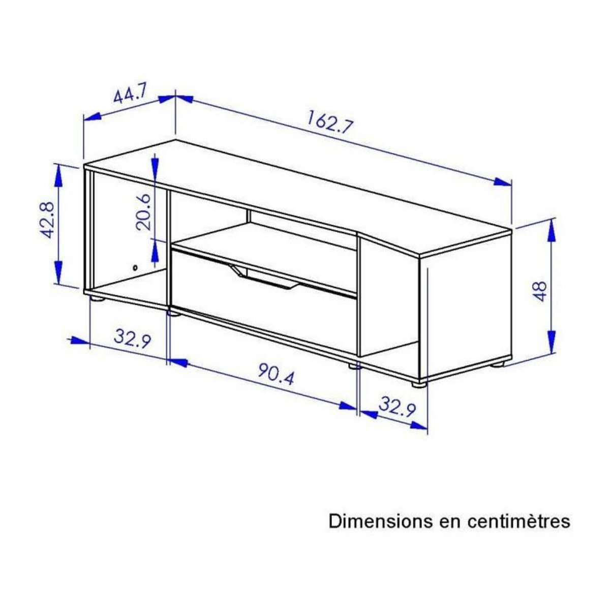 DIAGONE Meuble TV gamer - HACK - Noir - 163 x 45 x 48 cm - DIAGONE