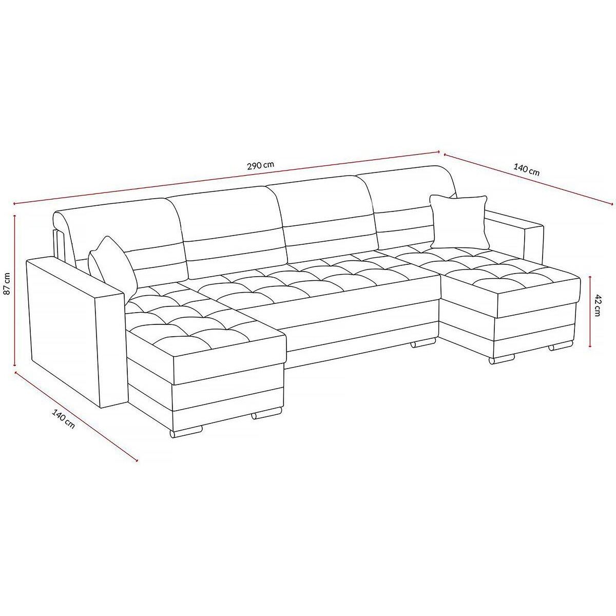 Habitat et Jardin Canapé panoramique convertible avec coffres de rangement  Antoine  - 5 places - Gris foncé/ Gris clair
