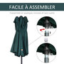 Voir la diapositive 5 : OUTSUNNY Parasol de jardin XXL parasol grande taille 4,6L x 2,7l x 2,4H m ouverture fermeture manivelle acier polyester haute densité vert