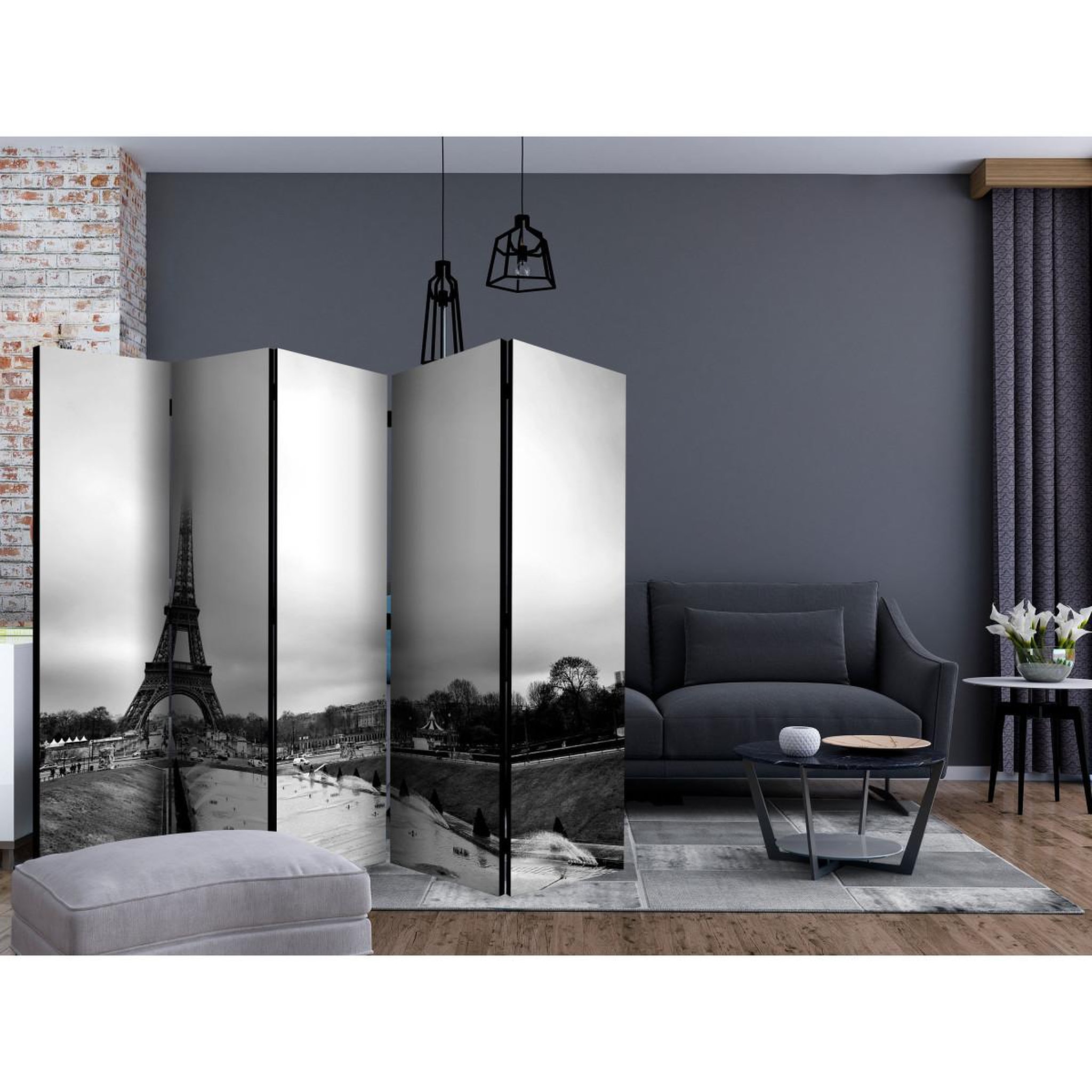 Voir la diapositive 2 : Paris Prix Paravent 5 volets  paris : eiffel tower  172x225cm