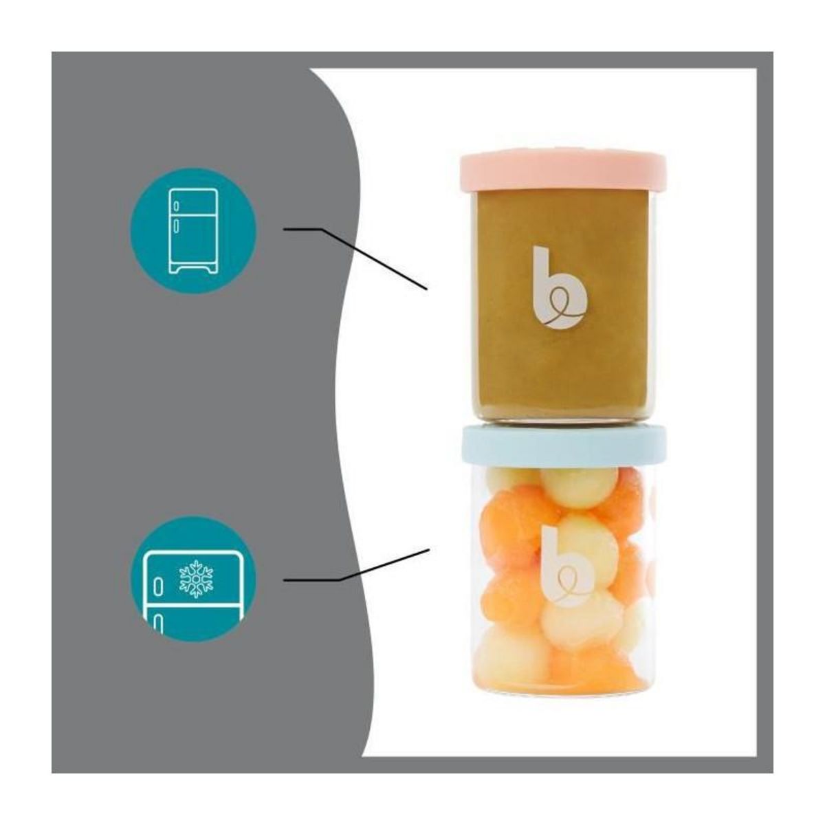 BABYMOOV Babymoov ISY BOWLS 9 Pots de conservation en Verre Borosilicate Gradués - 6x250ml + 3x120ml