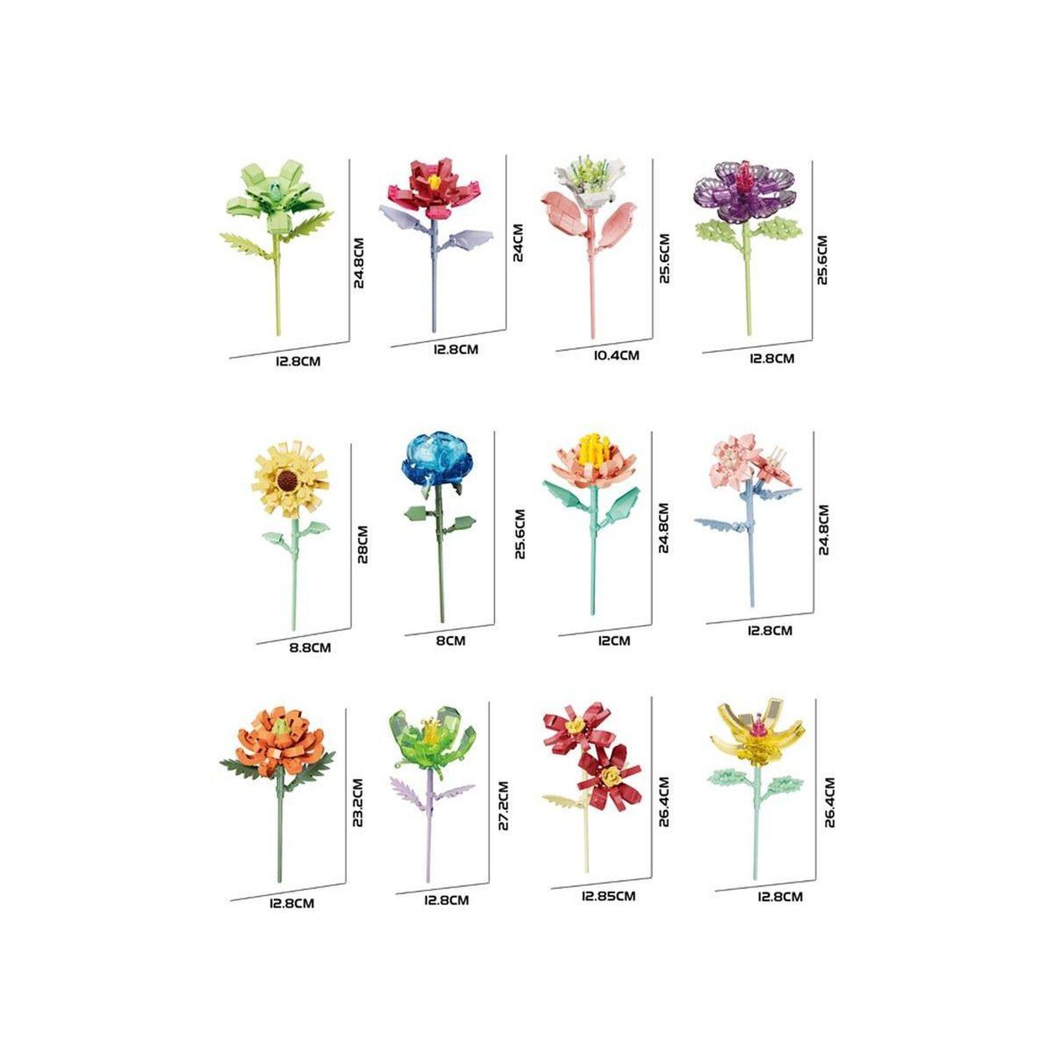 Voir la diapositive 2 : 1001JOUETS Jeu de Construction 12 en 1 - Bouquet de Fleurs Colorées - 1001 Briques