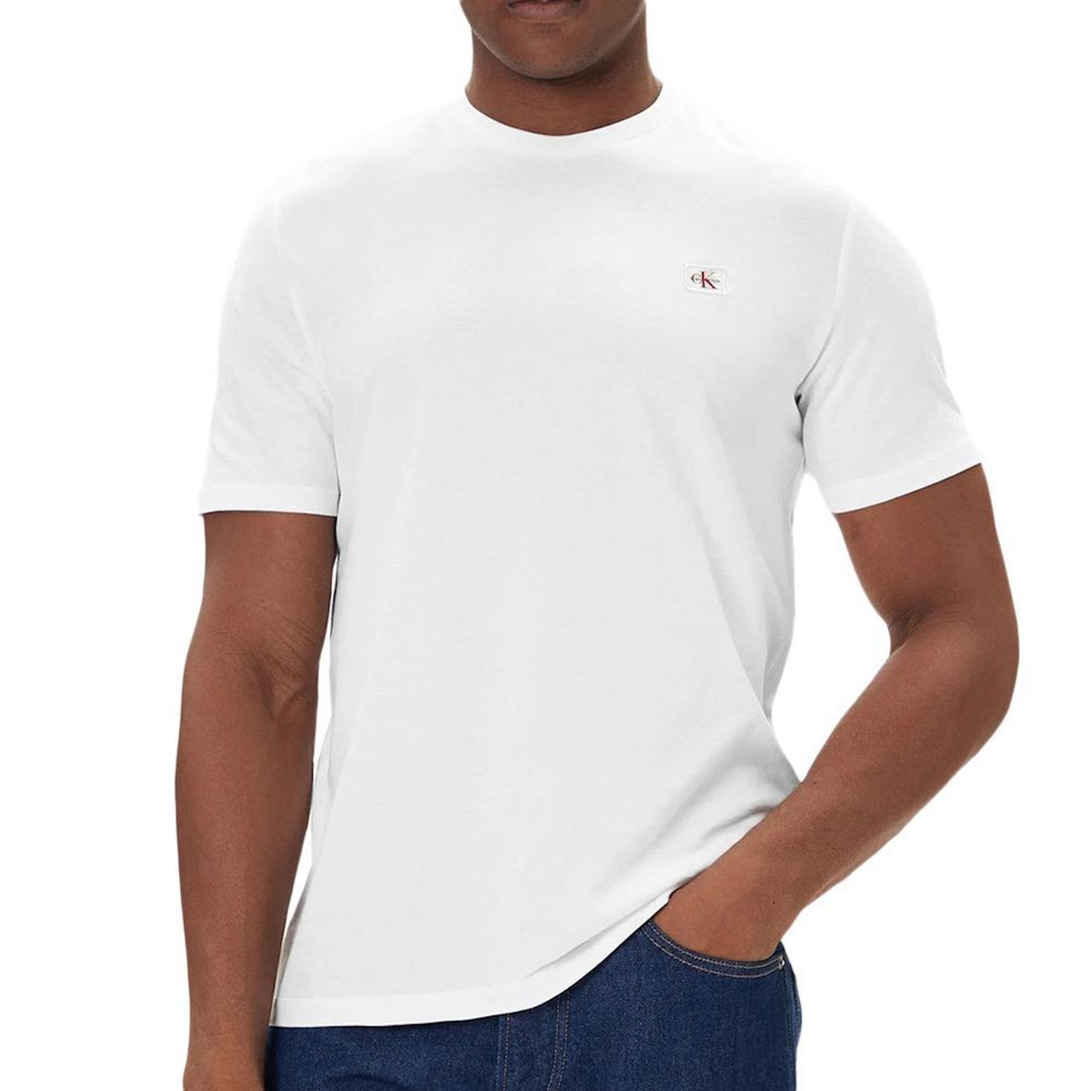 CALVIN KLEIN JEANS X2 T Shirts Blanc/ Homme Calvin Klein Woven  abel