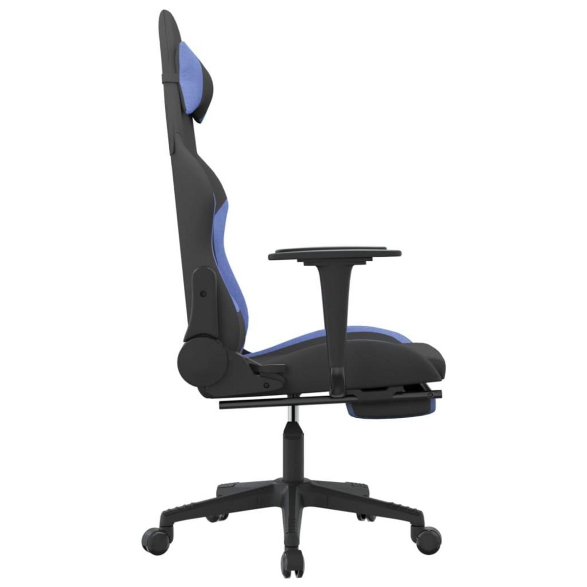 VIDAXL Chaise de jeu avec repose-pied Noir et bleu Tissu