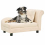Voir la diapositive 1 : VIDAXL Canape pour chien avec oreiller Creme 83x44x44 cm Peluche