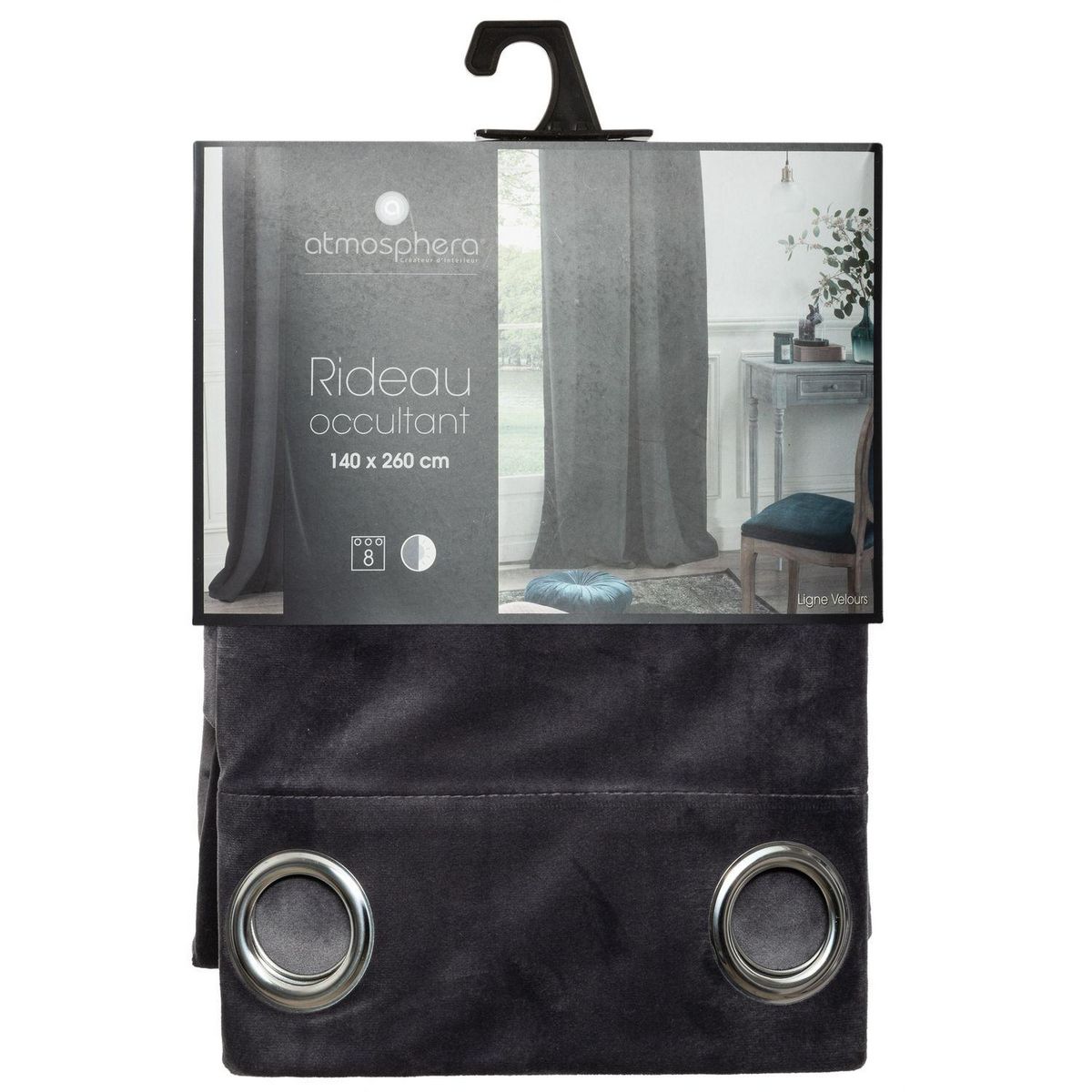 ATMOSPHERA Rideau occultant effet velours à œillet