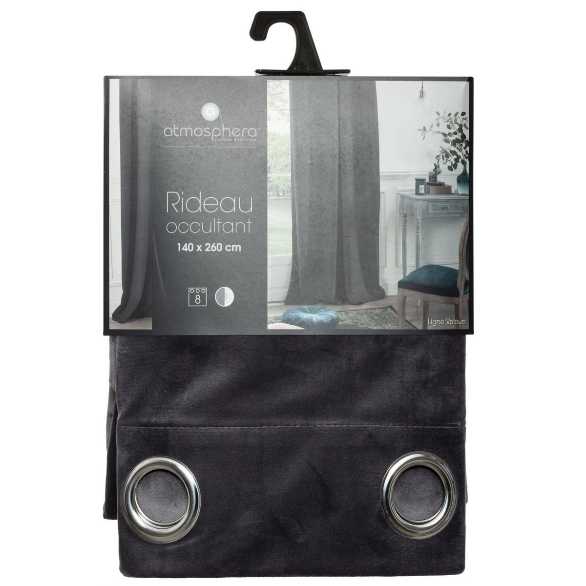 ATMOSPHERA Rideau occultant effet velours à œillet