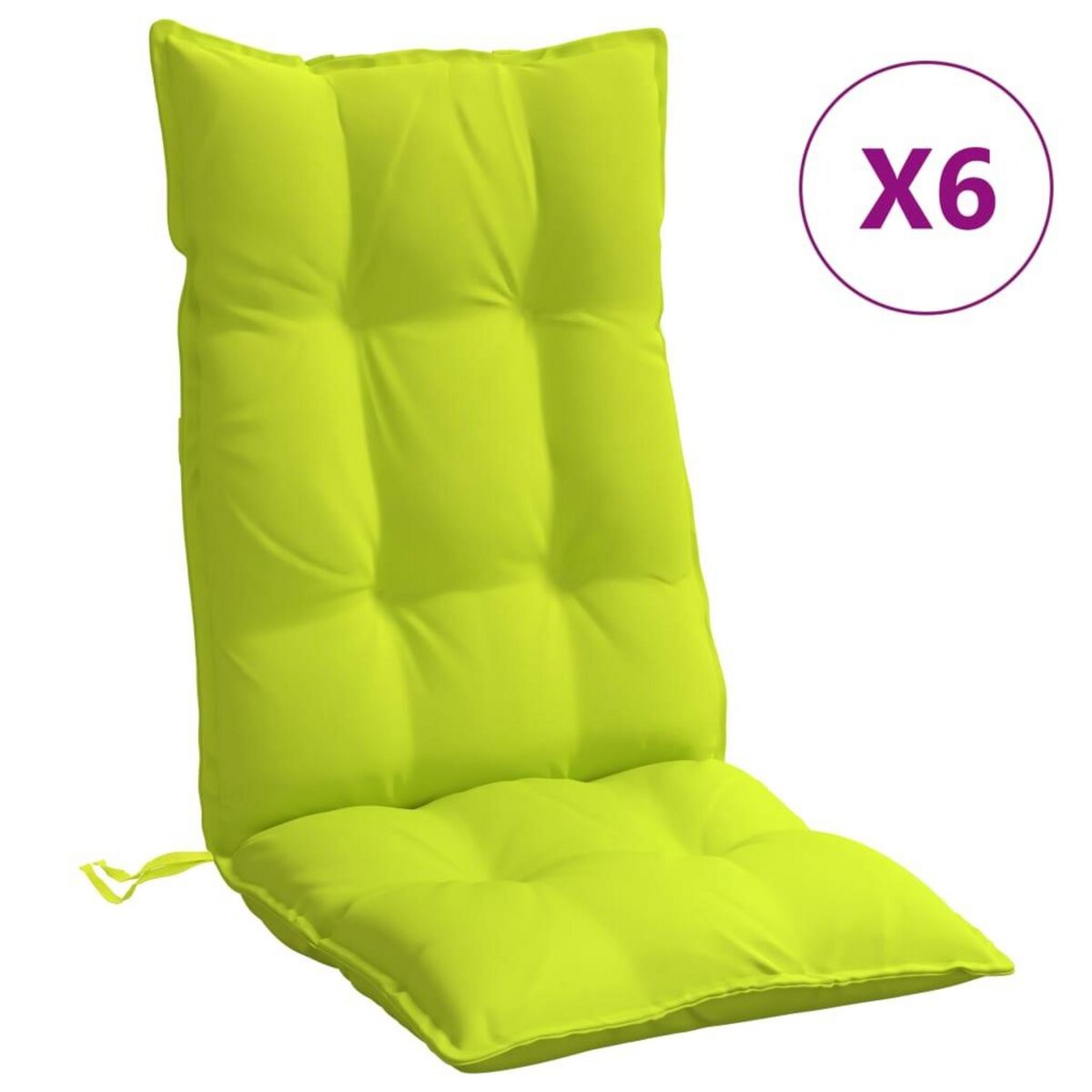 VIDAXL Coussins de chaise a dossier haut lot de 6 vert vif