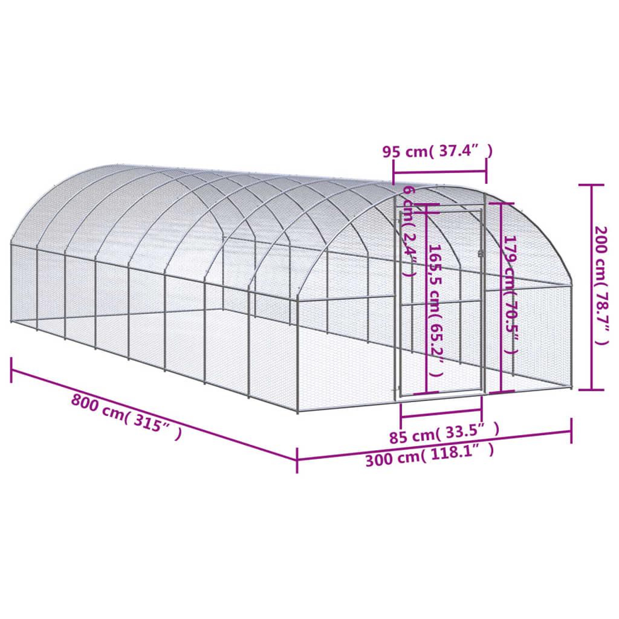 Voir la diapositive 6 : VIDAXL Poulailler d'exterieur 3x8x2 m Acier galvanise