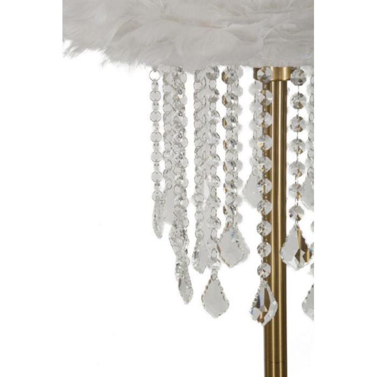 Paris Prix Lampadaire Imitation Plume  Diamon  165cm Or & Blanc