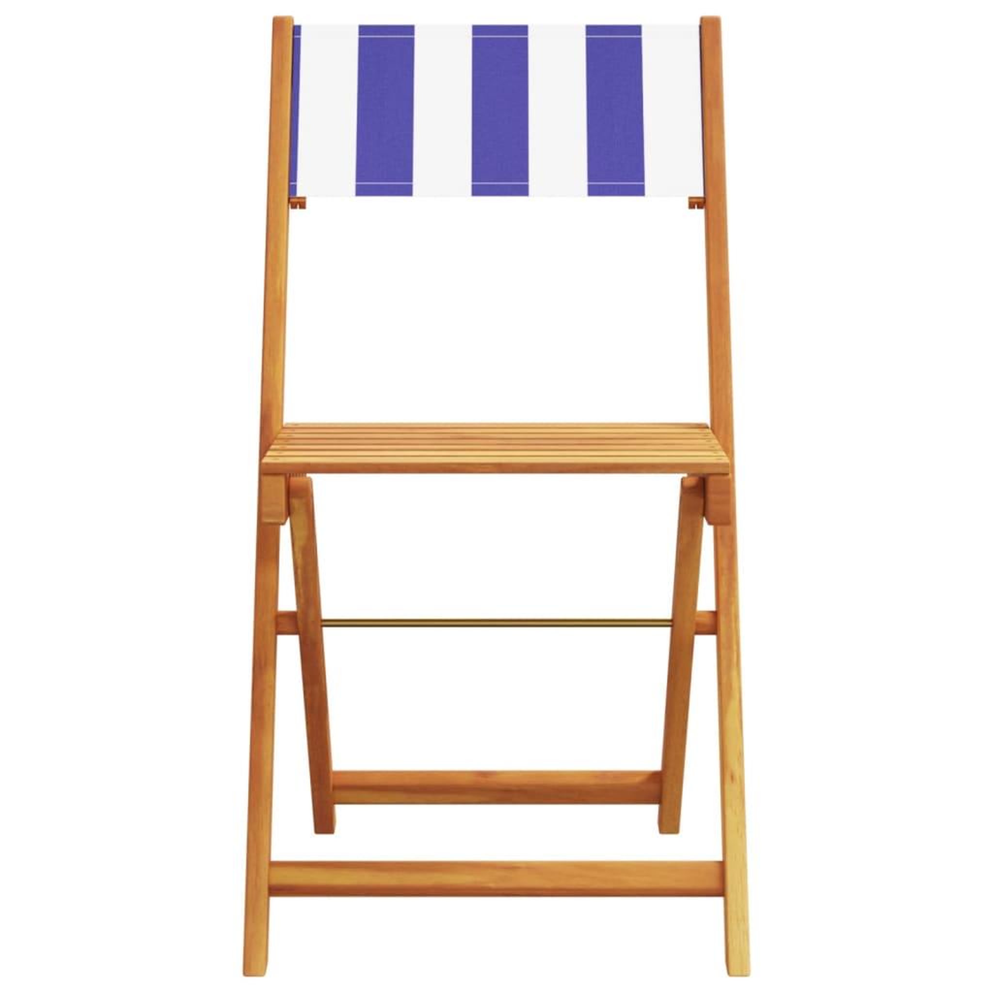 Voir la diapositive 5 : VIDAXL Chaises de bistrot lot de 2 bleu/blanc bois acacia massif tissu