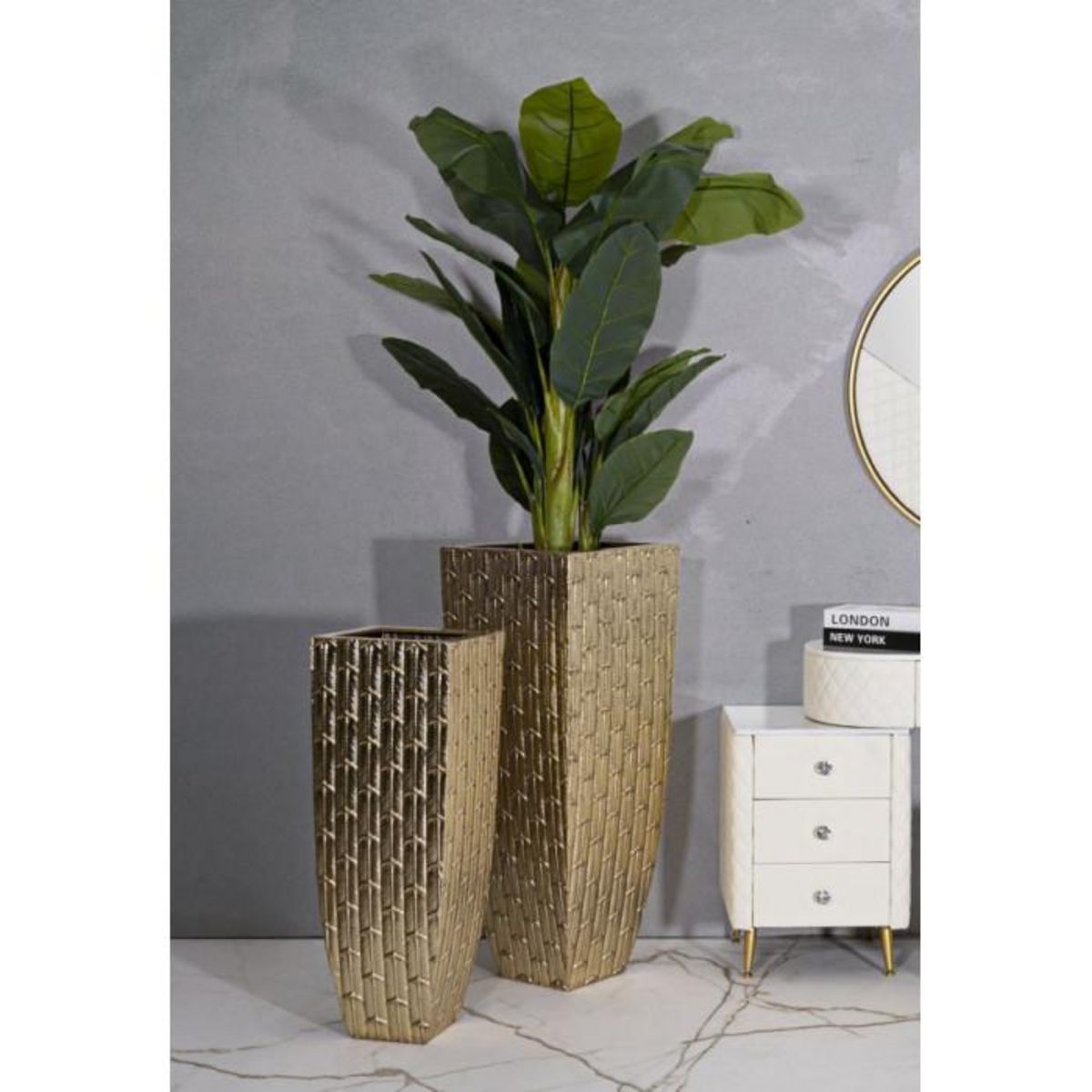 Paris Prix Lot de 2 Vases en Métal  Gliss  99cm Or