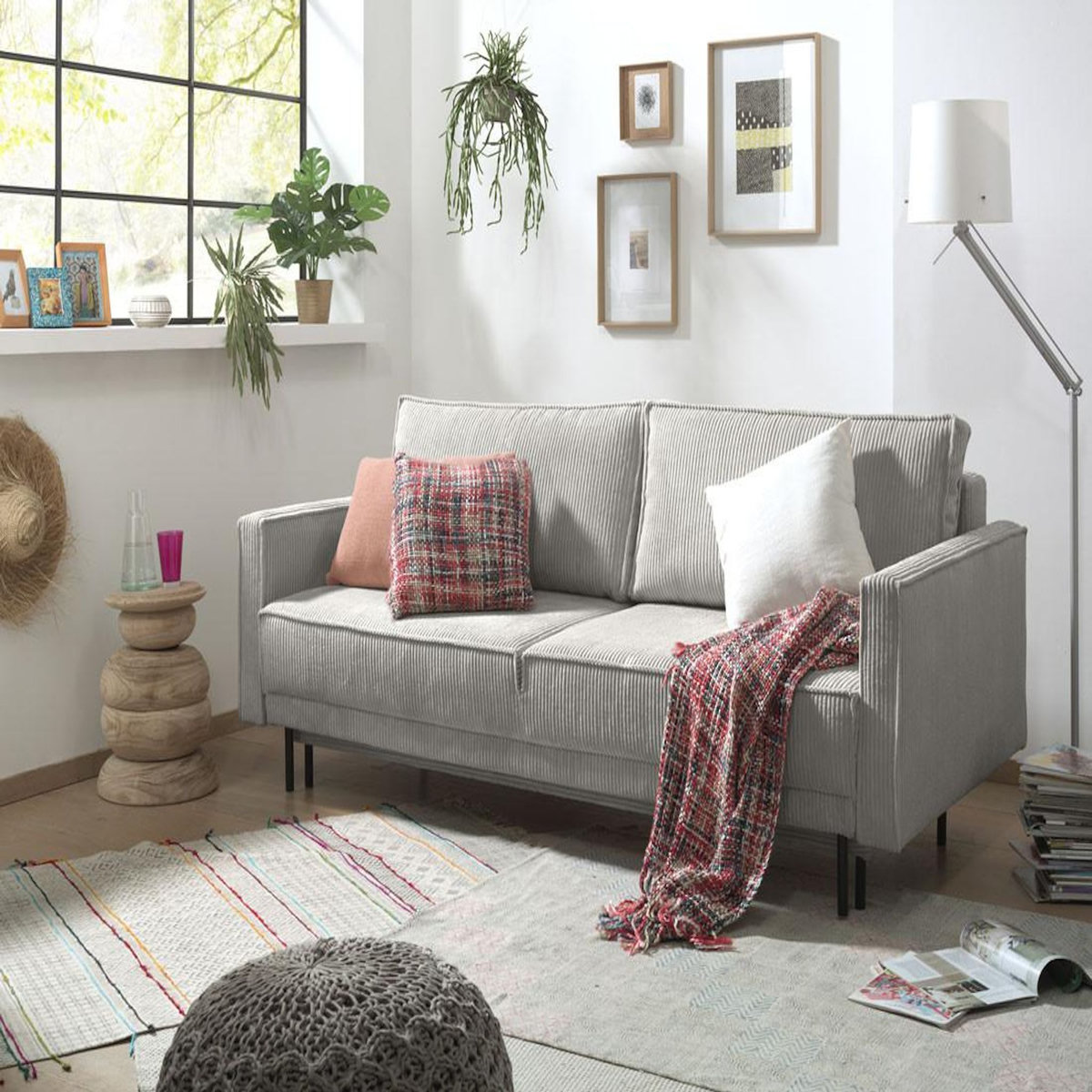 LISA DESIGN Charlie - canapé 3 places convertible avec coffre - en velours côtelé