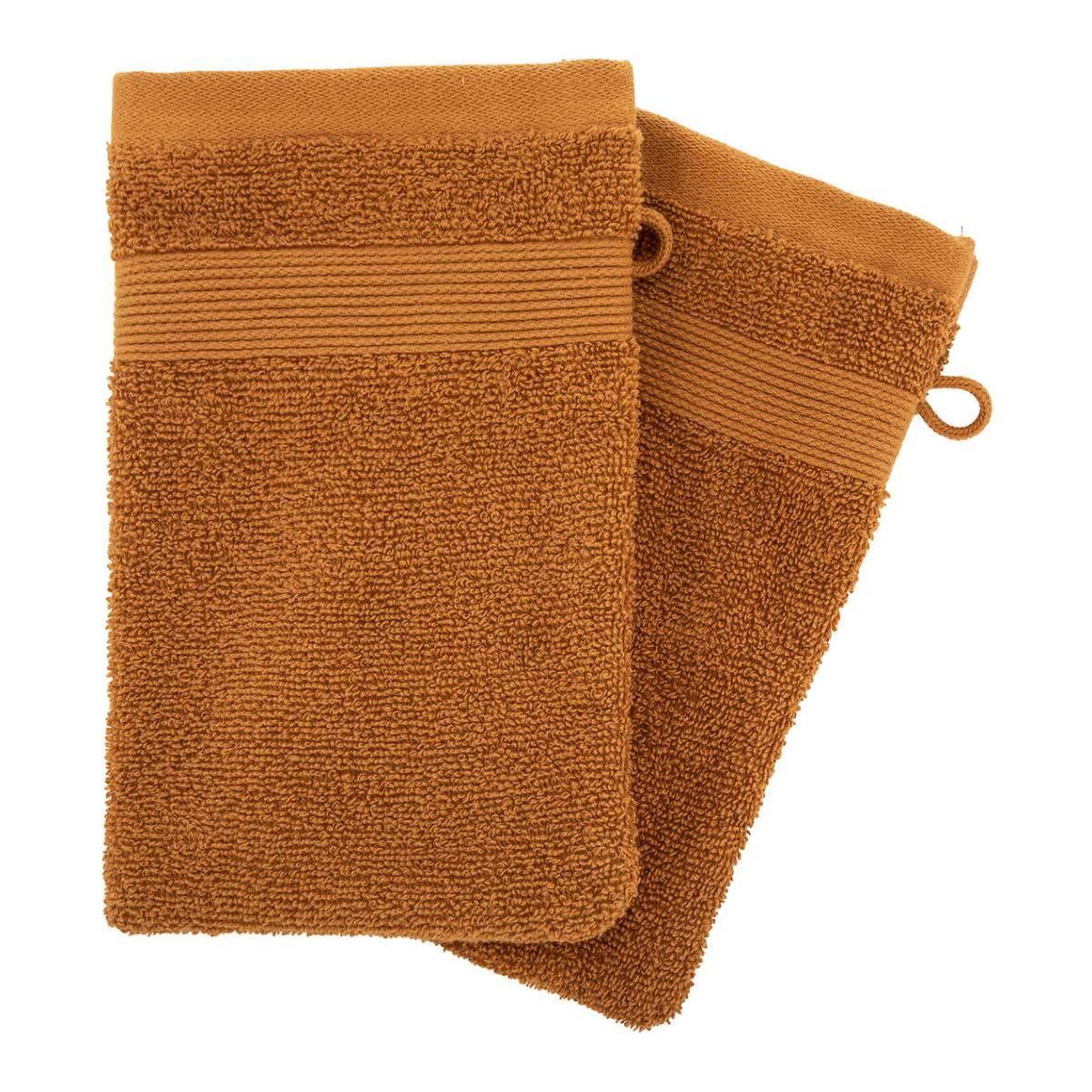 ATMOSPHERA Lot de 2 gants de toilette  confort  15x21cm cannelle