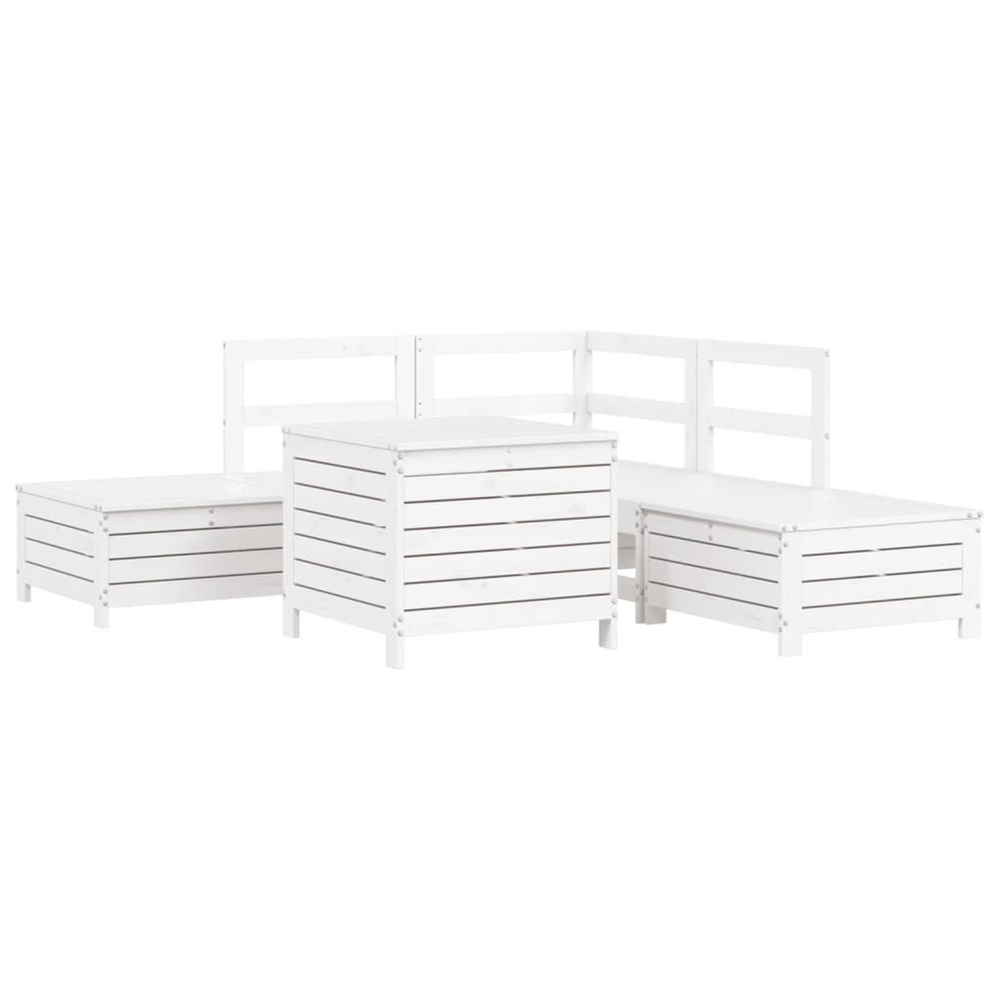 Voir la diapositive 2 : VIDAXL Salon de jardin 6 pcs blanc bois de pin massif