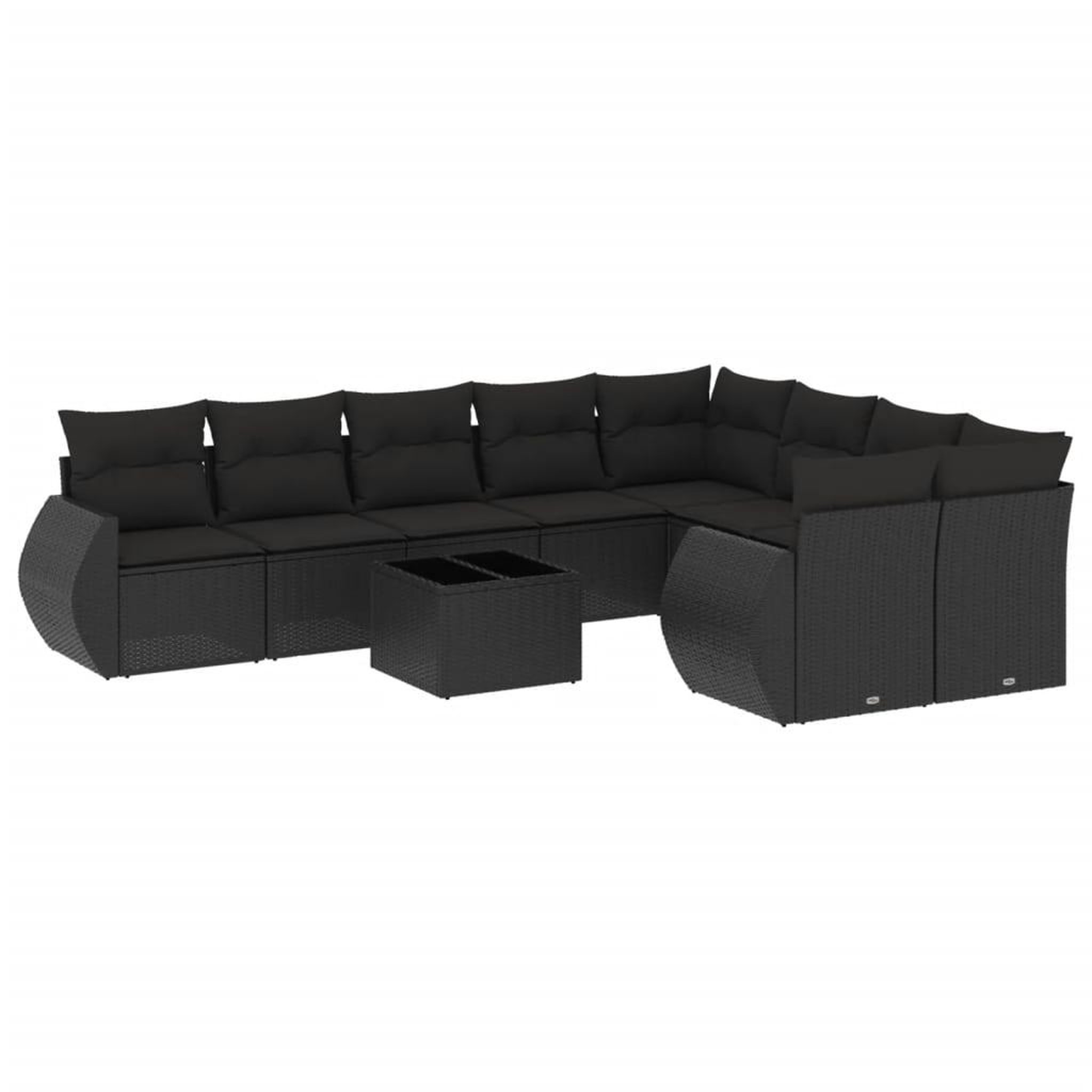 Voir la diapositive 2 : VIDAXL Salon de jardin 10 pcs avec coussins noir resine tressee