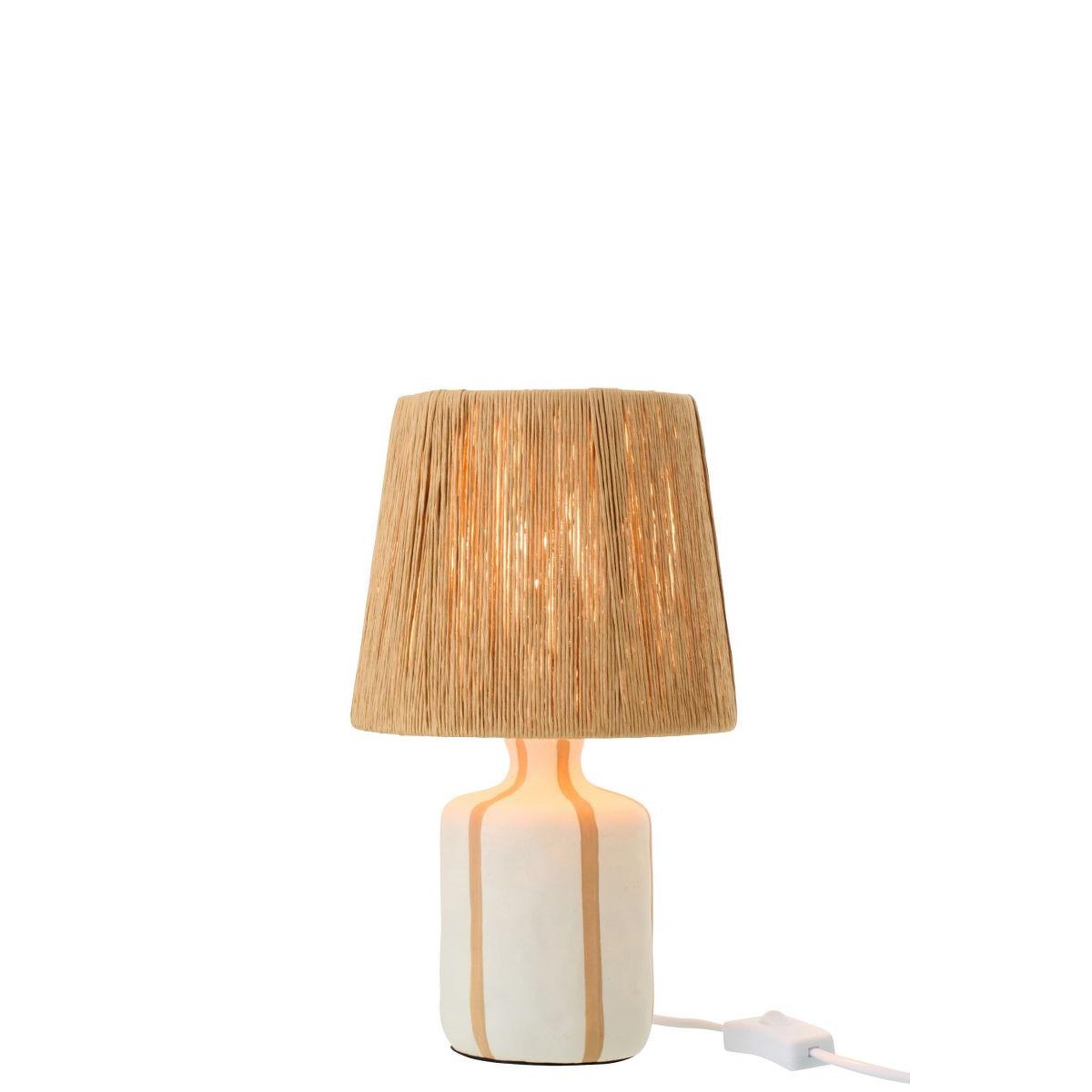 Voir la diapositive 3 : J-LINE Lampe à poser à rayures  irvin  34cm naturel & blanc