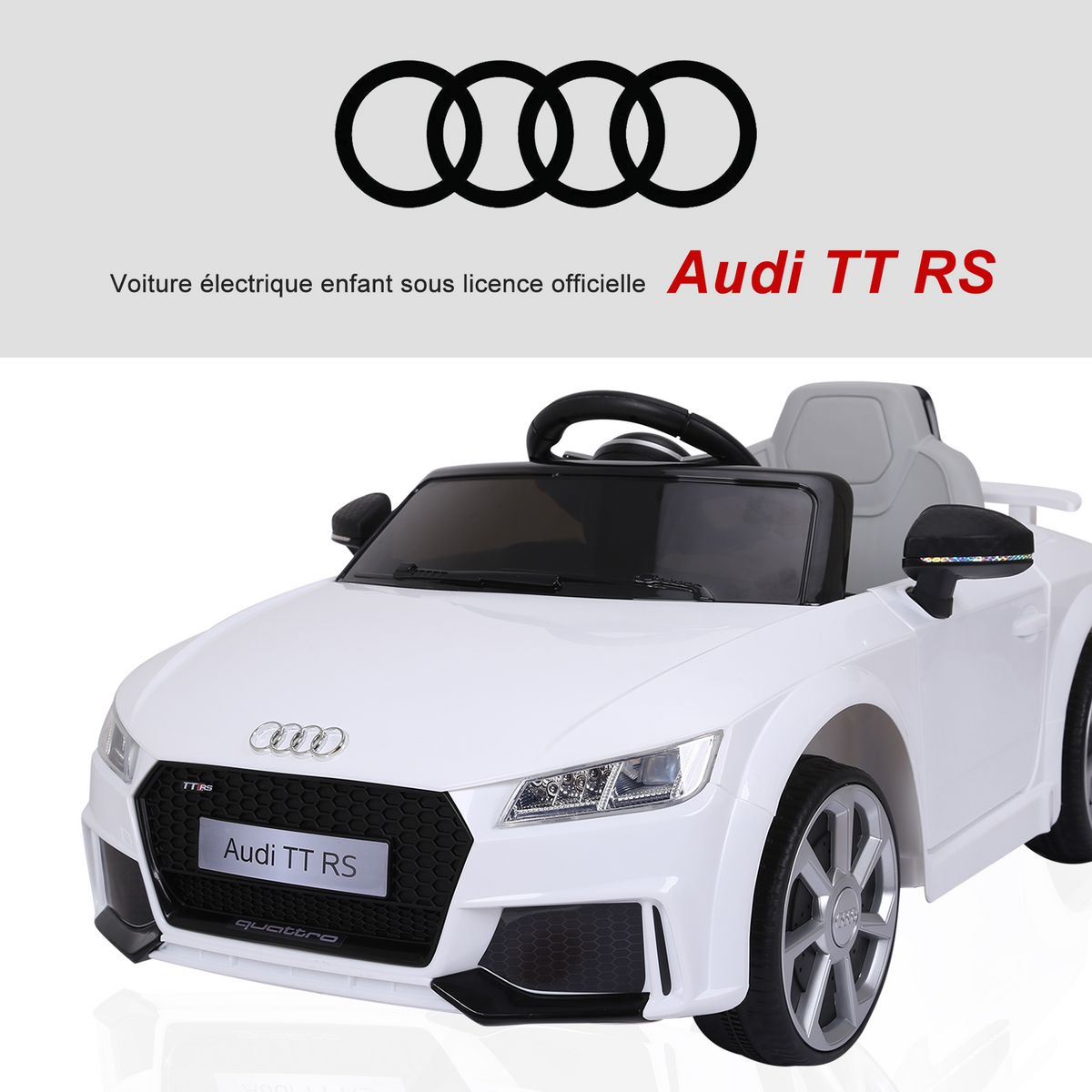 HOMCOM Véhicule électrique enfant TT RS 12 V 35 W V. max. 3 Km/h télécommande effets sonores + lumineux blanc