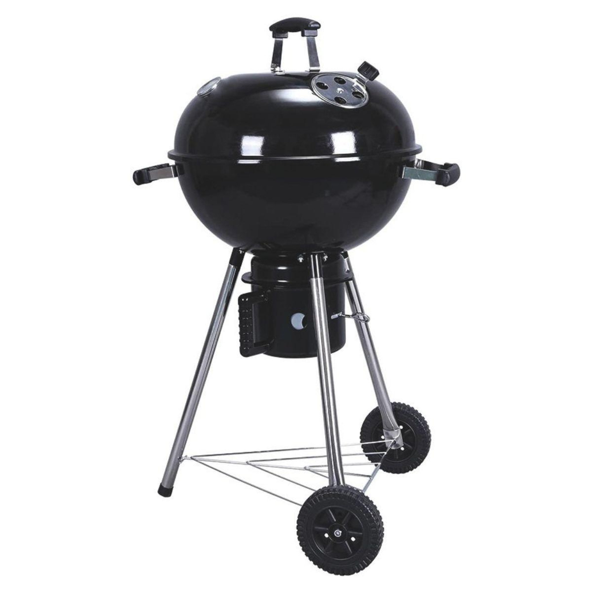 INTEC Barbecue à charbon de bois sur trépied ø57cm grille cuisson & couvercle thermostat bac à cendres barbecue rond 2 roues intec