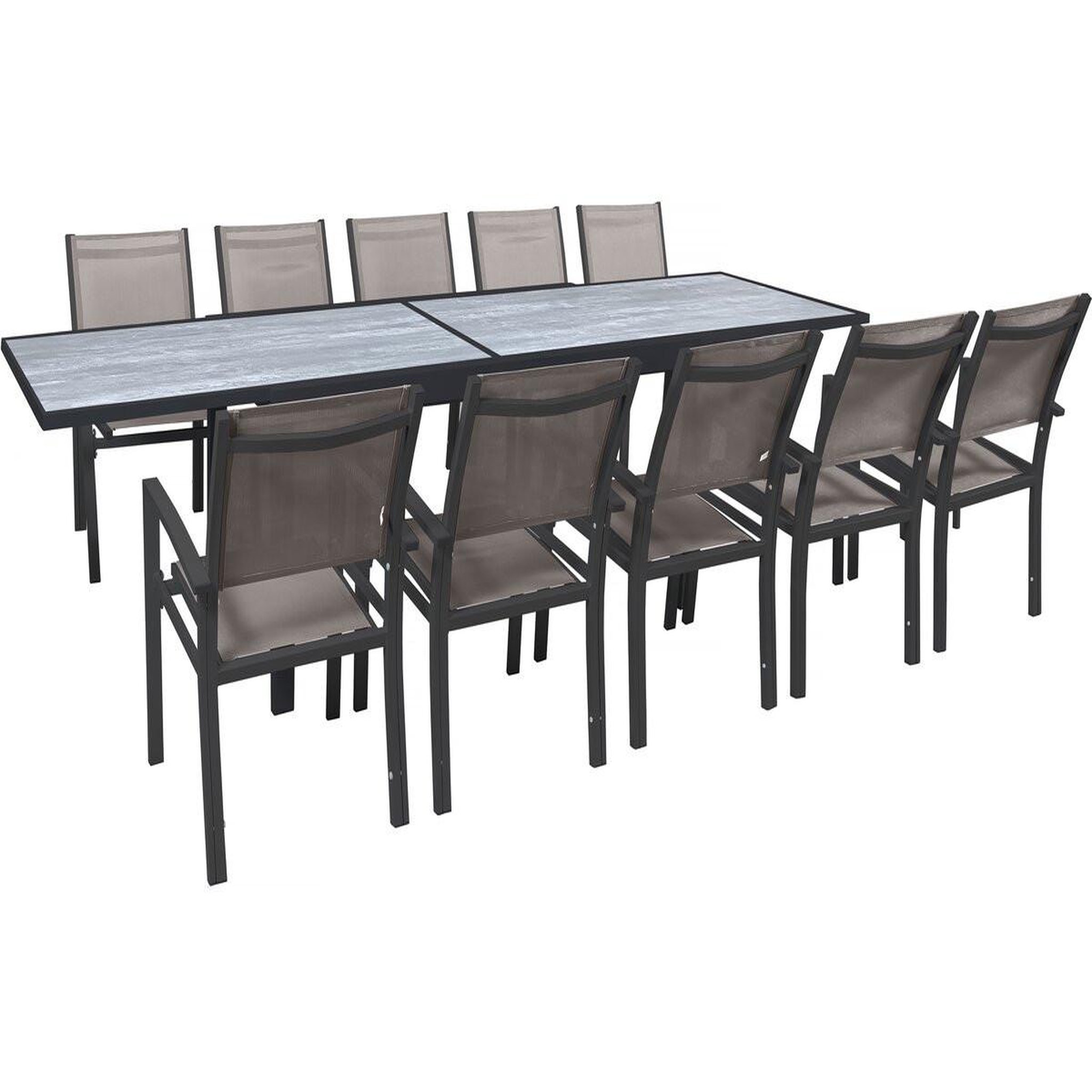 Habitat et Jardin Salon de jardin repas extensible  lagos  - 200/320 x 105 x 76 cm - taupe - 10 places