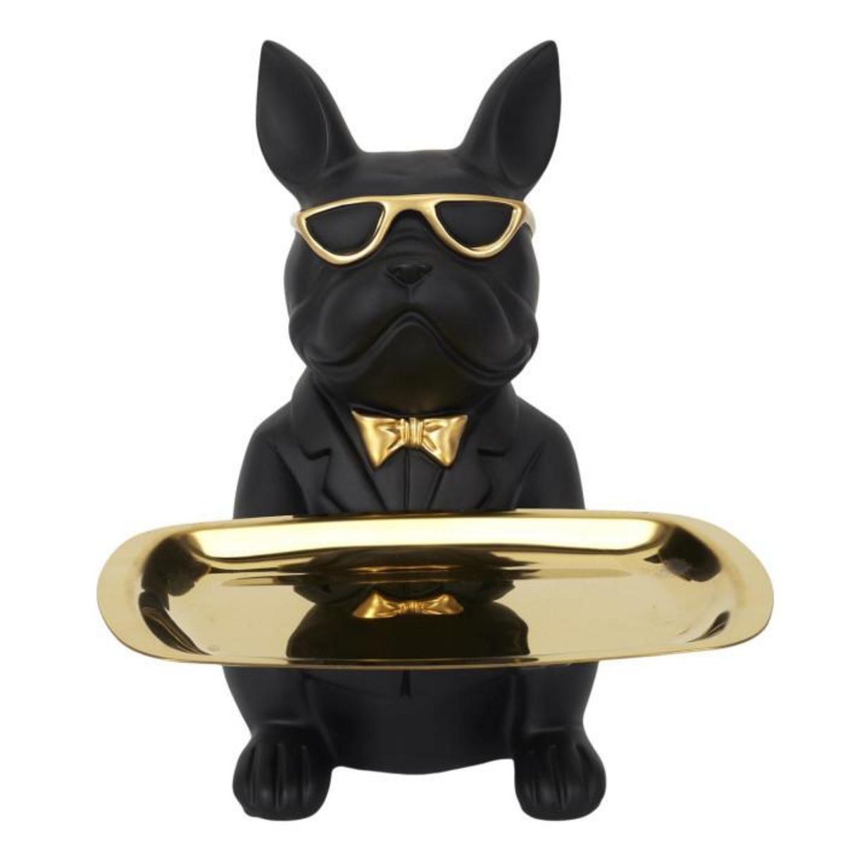 Paris Prix Statuette & Vide-Poche  Bulldog  21cm Noir
