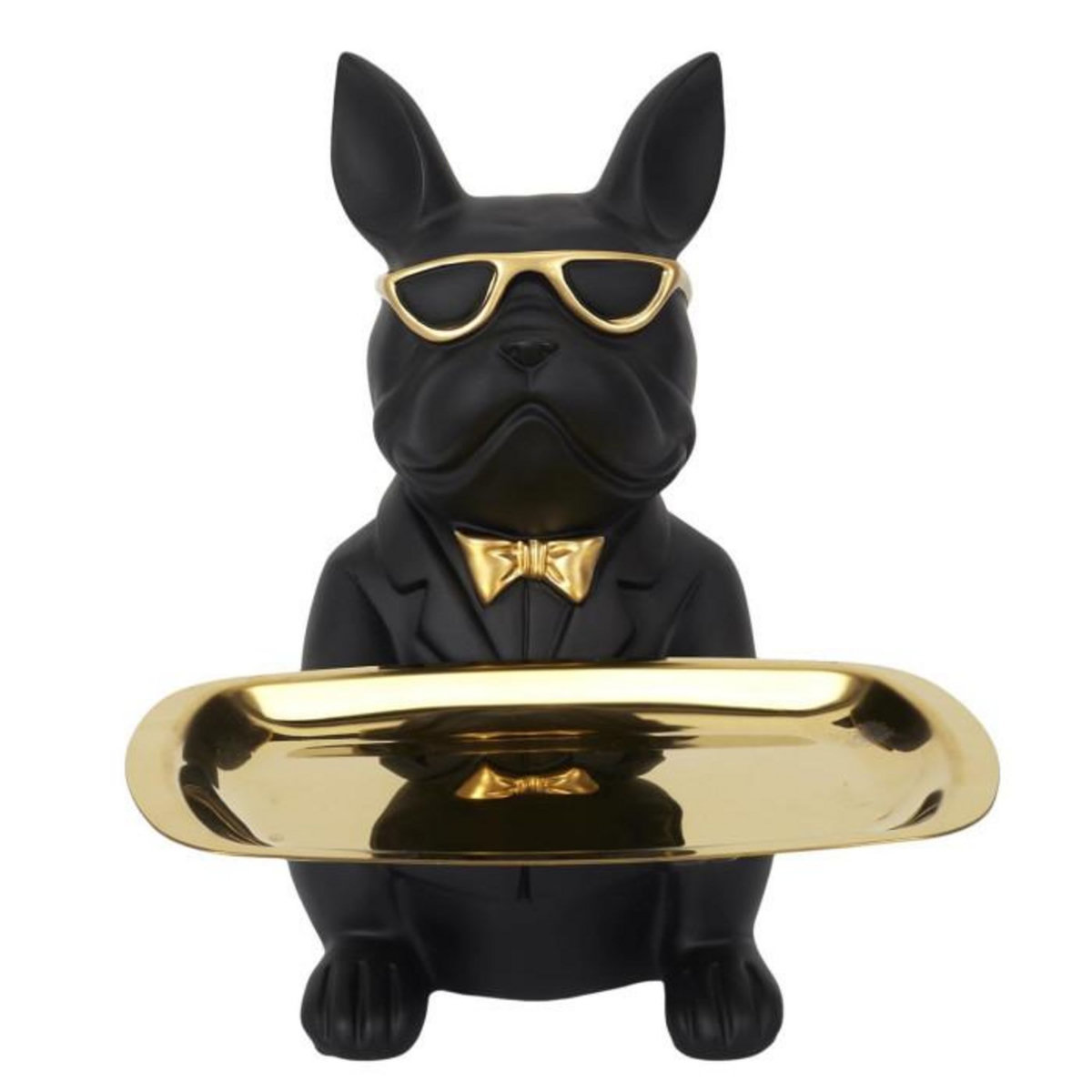 Paris Prix Statuette & Vide-Poche  Bulldog  21cm Noir