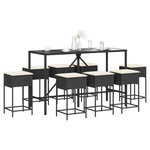 VIDAXL Ensemble de bar de jardin 9 pcs avec coussins noir poly rotin