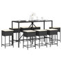 Voir la diapositive 1 : VIDAXL Ensemble de bar de jardin 9 pcs avec coussins noir poly rotin