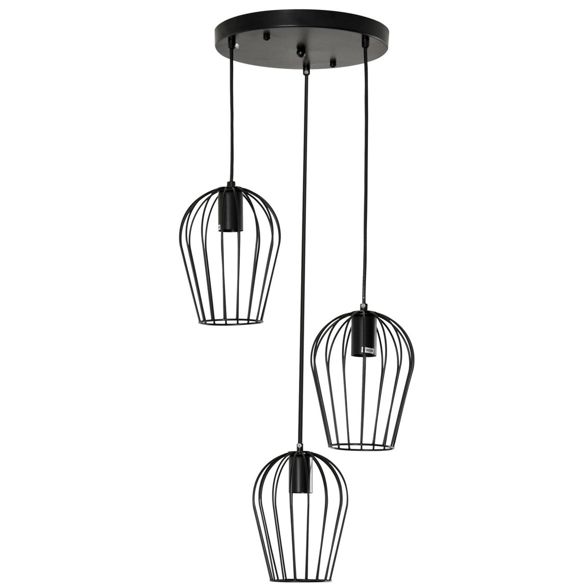 HOMCOM Lustre suspension style industriel 3 lampes 40 W 230 V hauteur réglable dim. 38L x 38l x 145H cm métal filaire noir
