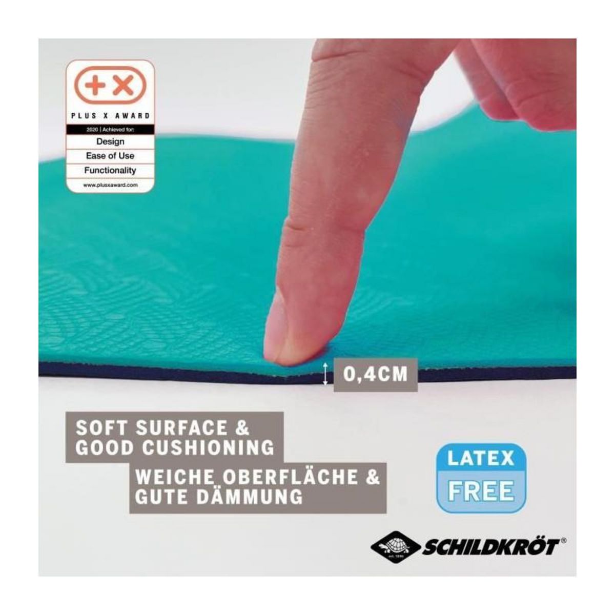 SCHILDKROT Tapis de Yoga SCHILDKRÖT - Bicolore Anthracite/Bleu Pétrole - 180 x 61 cm - 4 mm d'épaisseur