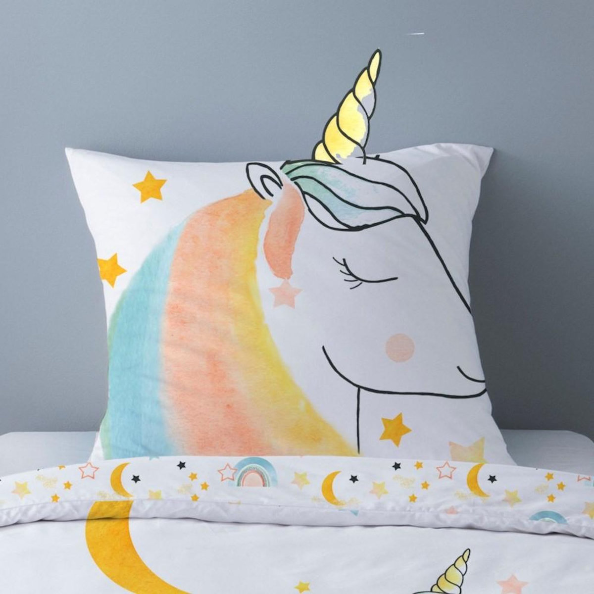 Dourev Housse de couette 140x200 Magic + 1 taie 100% coton