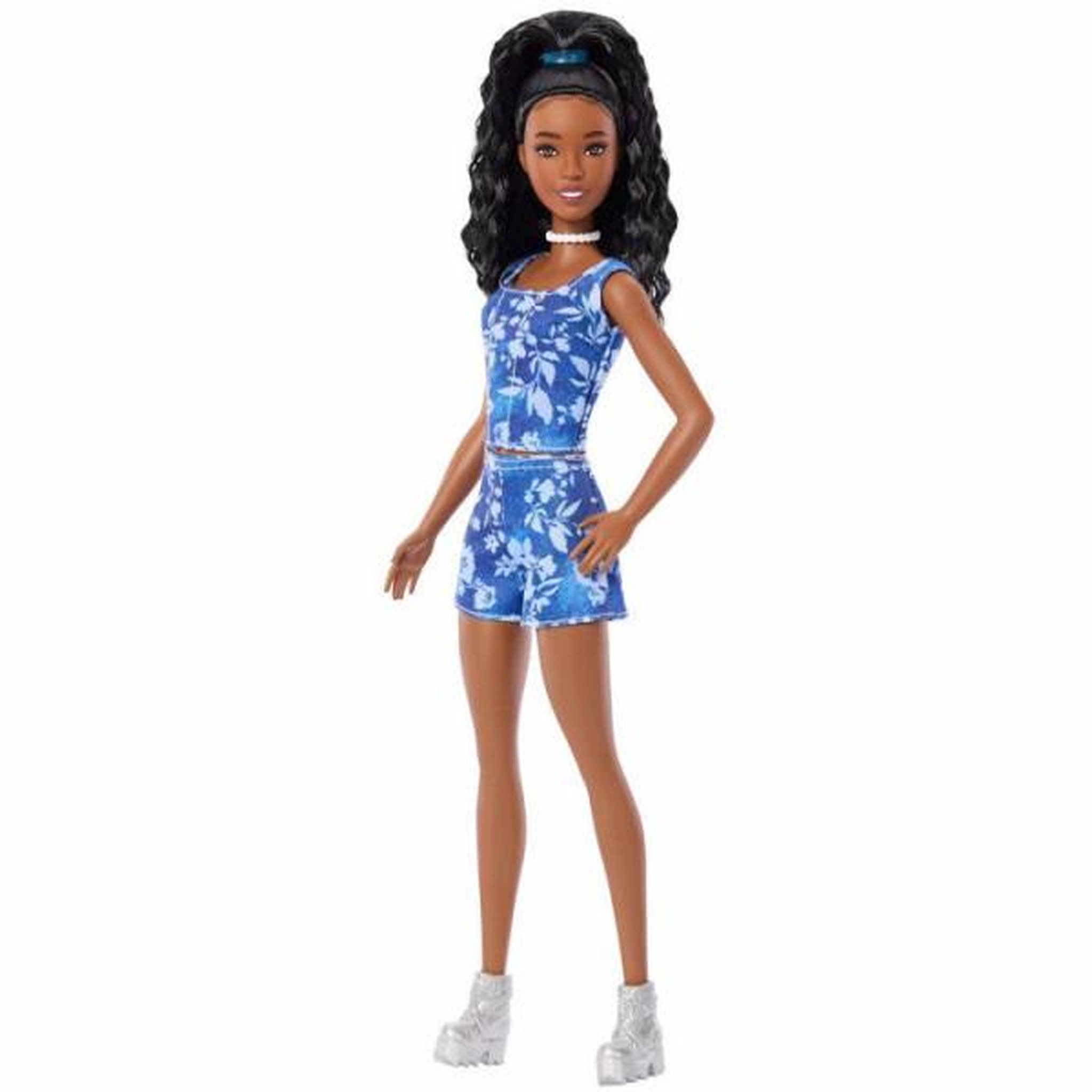 Voir la diapositive 3 : MATTEL Poupée mannequin - Barbie - Fashionistas Short et Haut à Fleurs - Cheveux noirs - Dès 3 ans