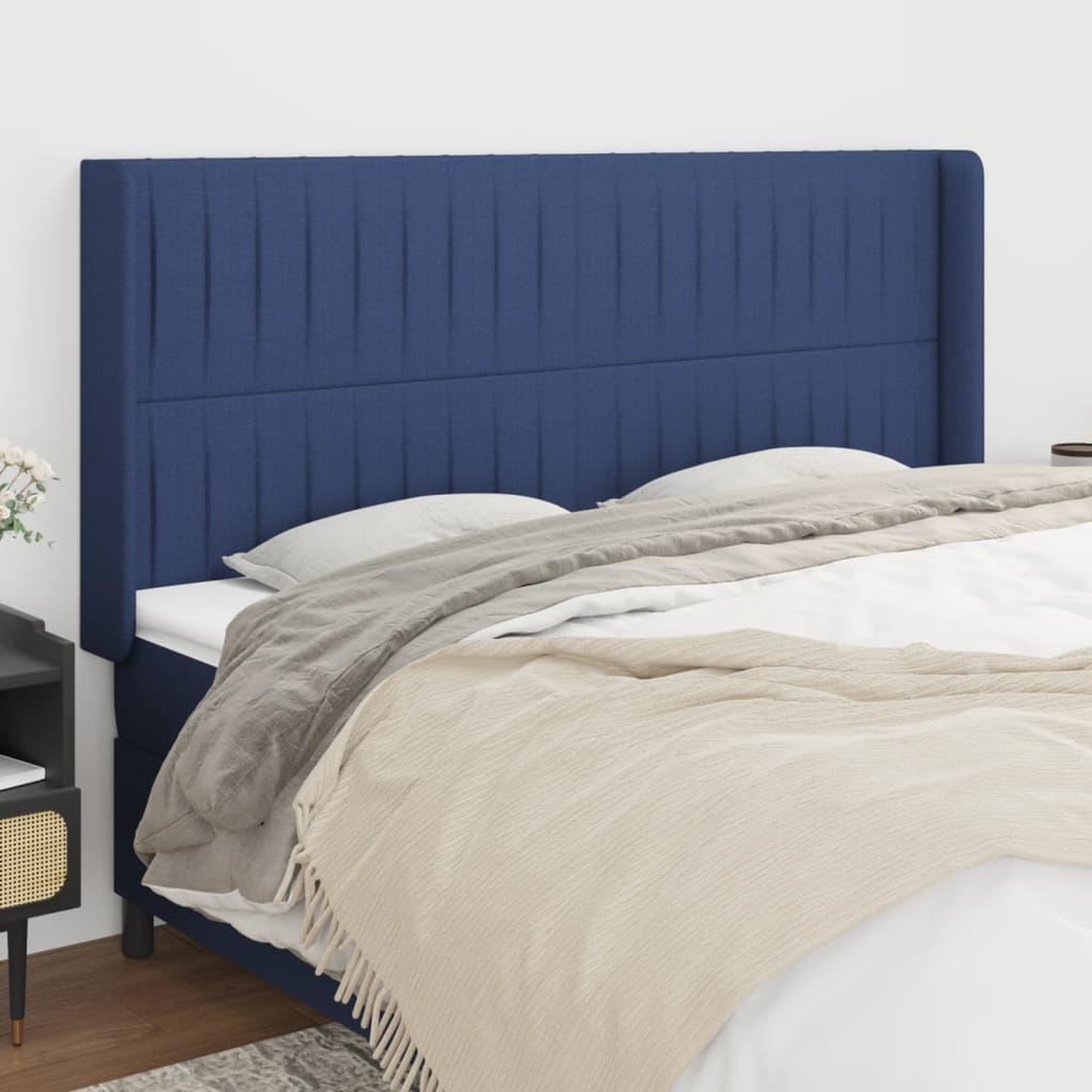 Voir la diapositive 1 : VIDAXL Tete de lit avec oreilles Bleu 203x16x118/128 cm Tissu