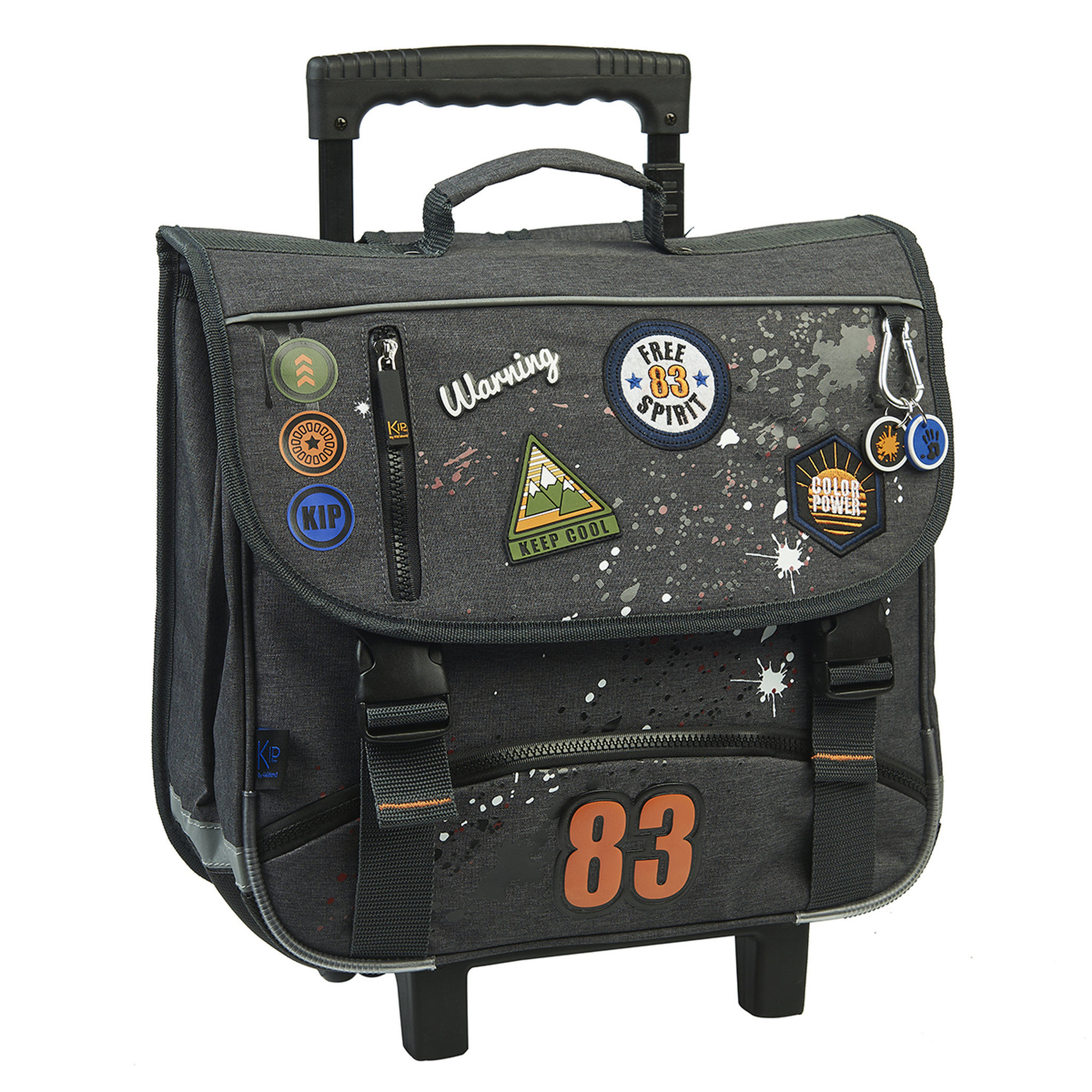 Voir la diapositive 2 : Cartable à roulettes 38 cm CP/CE1/CE2 gris KIP SPLASH