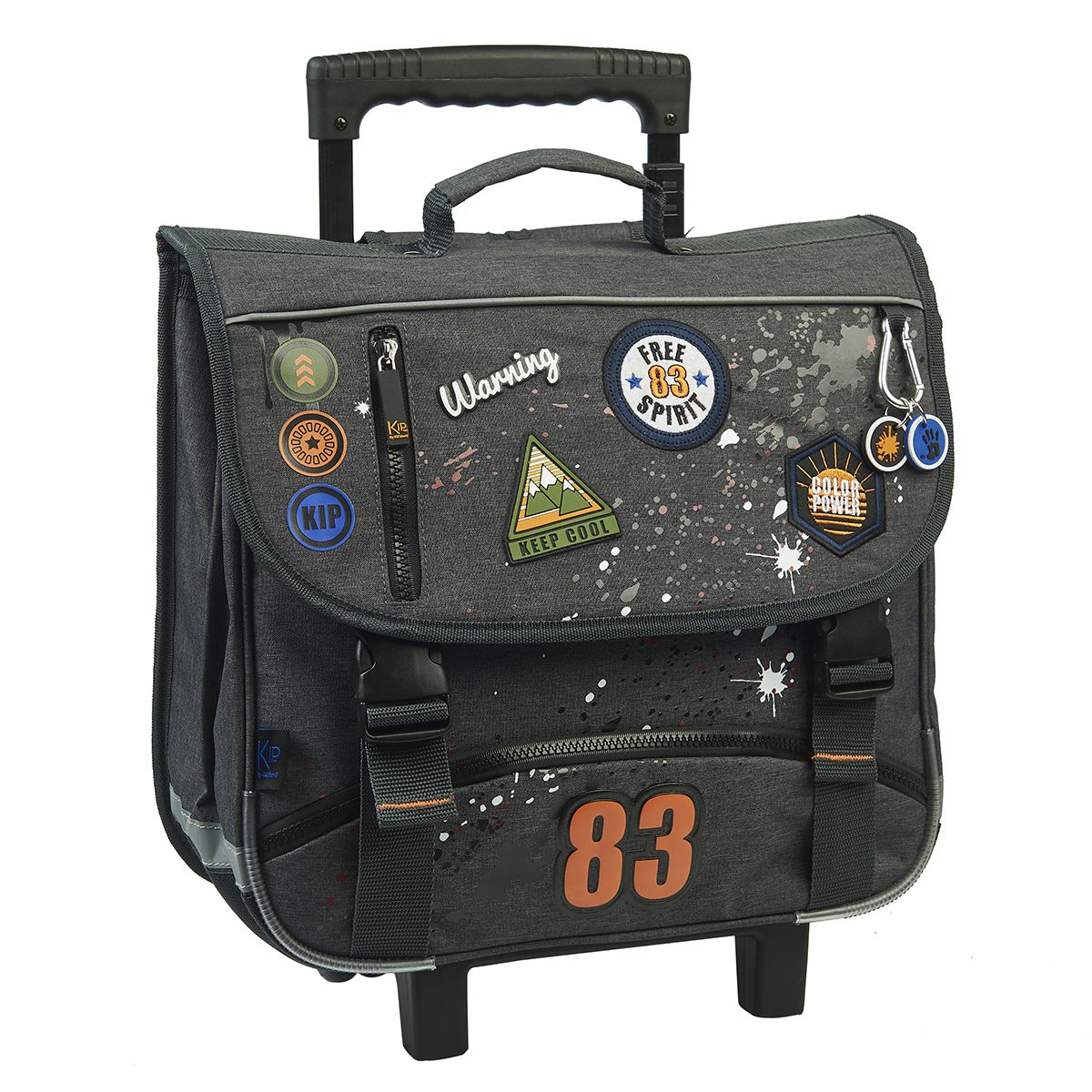 Cartable à roulettes 38 cm CP/CE1/CE2 gris KIP SPLASH