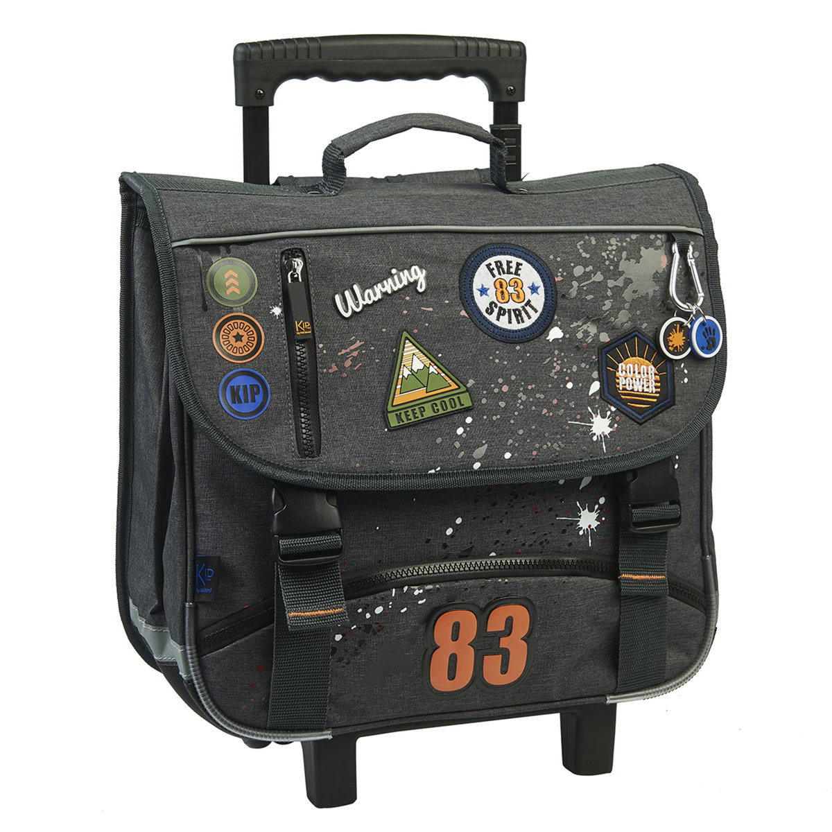 Cartable à roulettes 38 cm CP/CE1/CE2 gris KIP SPLASH