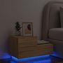 Voir la diapositive 1 : VIDAXL Table de chevet avec lumieres LED chene sonoma 70x36x40,5 cm