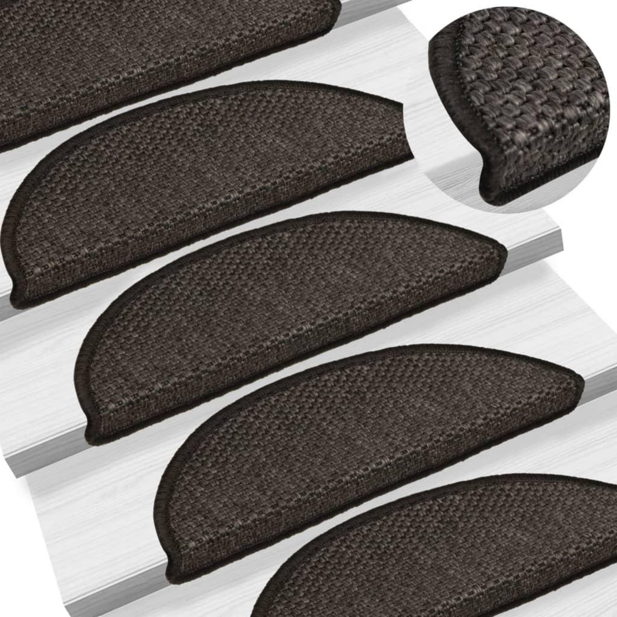 VIDAXL Tapis d'escalier autocollants 15 pcs 56x17x3 cm Anthracite