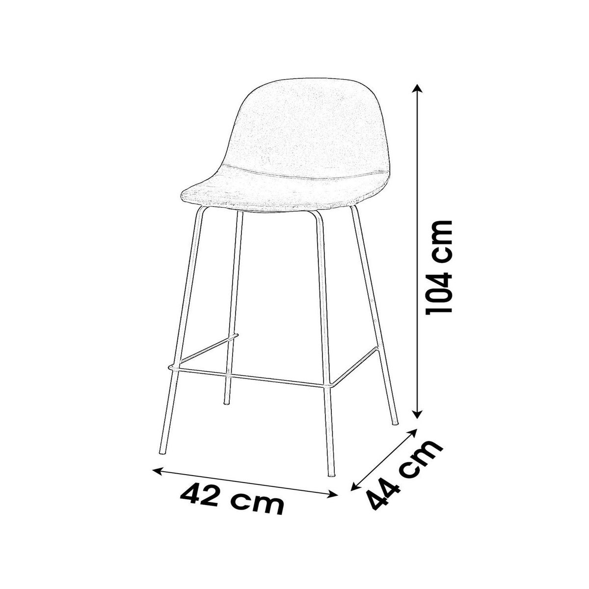 TOILINUX Lot de 4 Tabourets de bar design velours Ima