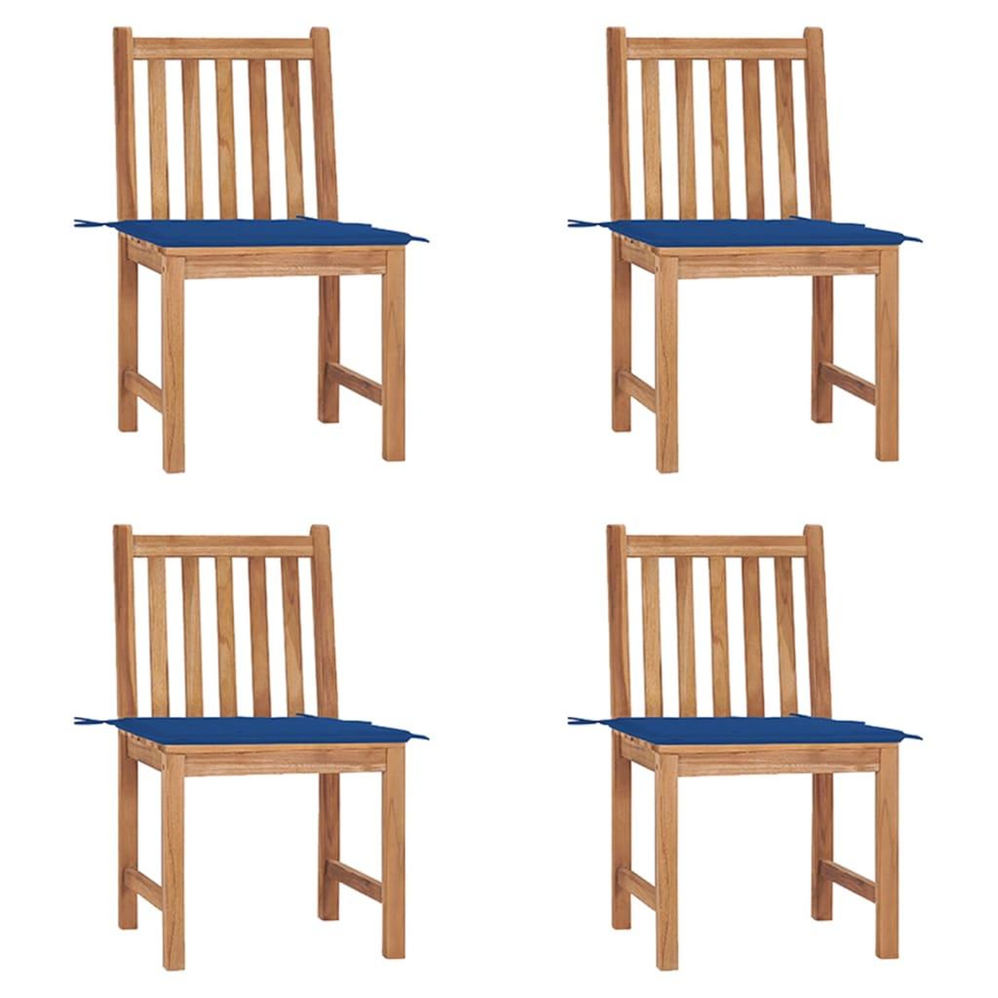 Voir la diapositive 1 : VIDAXL Chaises de jardin lot de 4 avec coussins Bois de teck massif