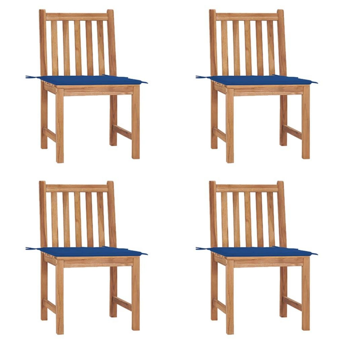 VIDAXL Chaises de jardin lot de 4 avec coussins Bois de teck massif