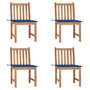 Voir la diapositive 1 : VIDAXL Chaises de jardin lot de 4 avec coussins Bois de teck massif