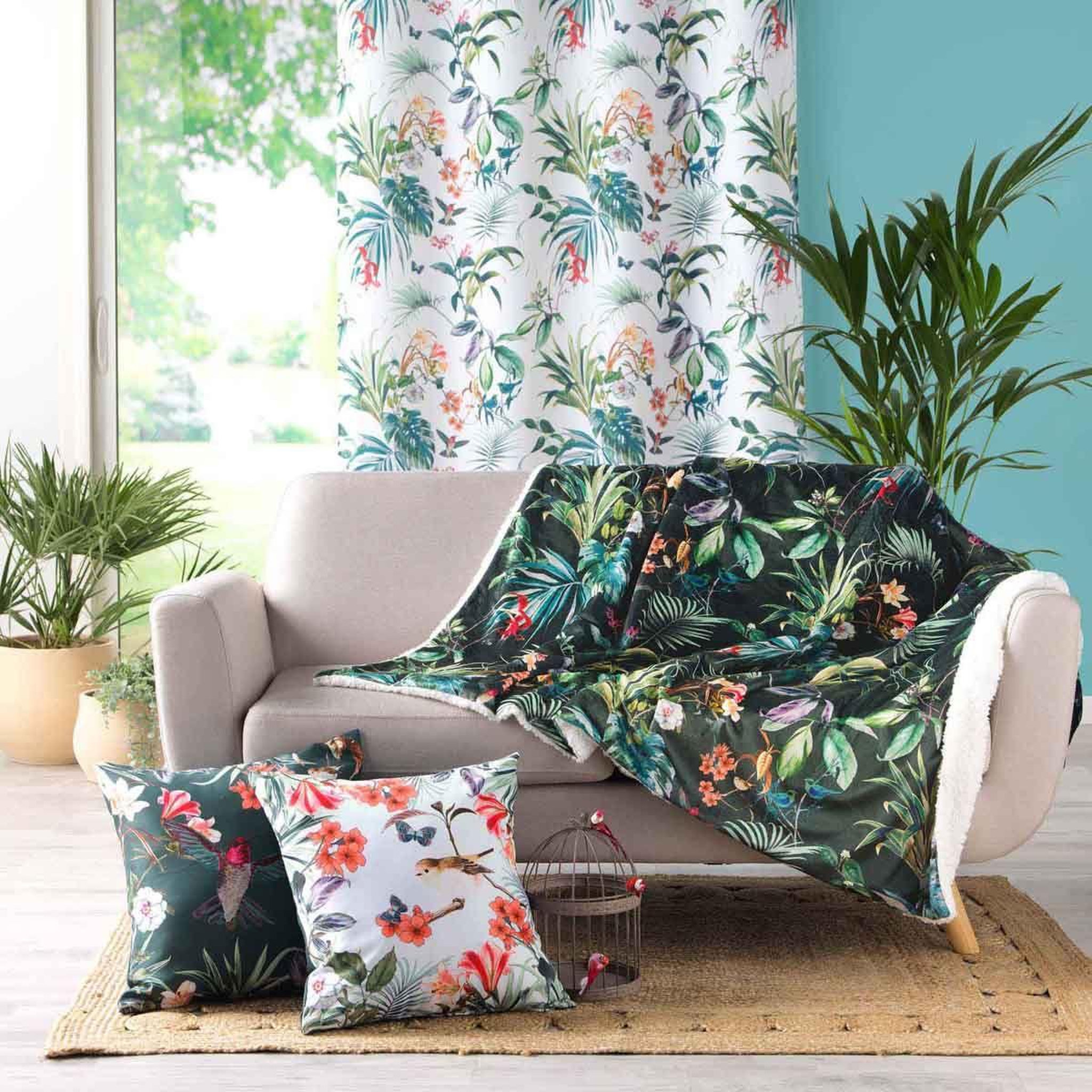 Voir la diapositive 3 : Douceur d'Intérieur Plaid velours imprimé  féerie  125x150cm vert