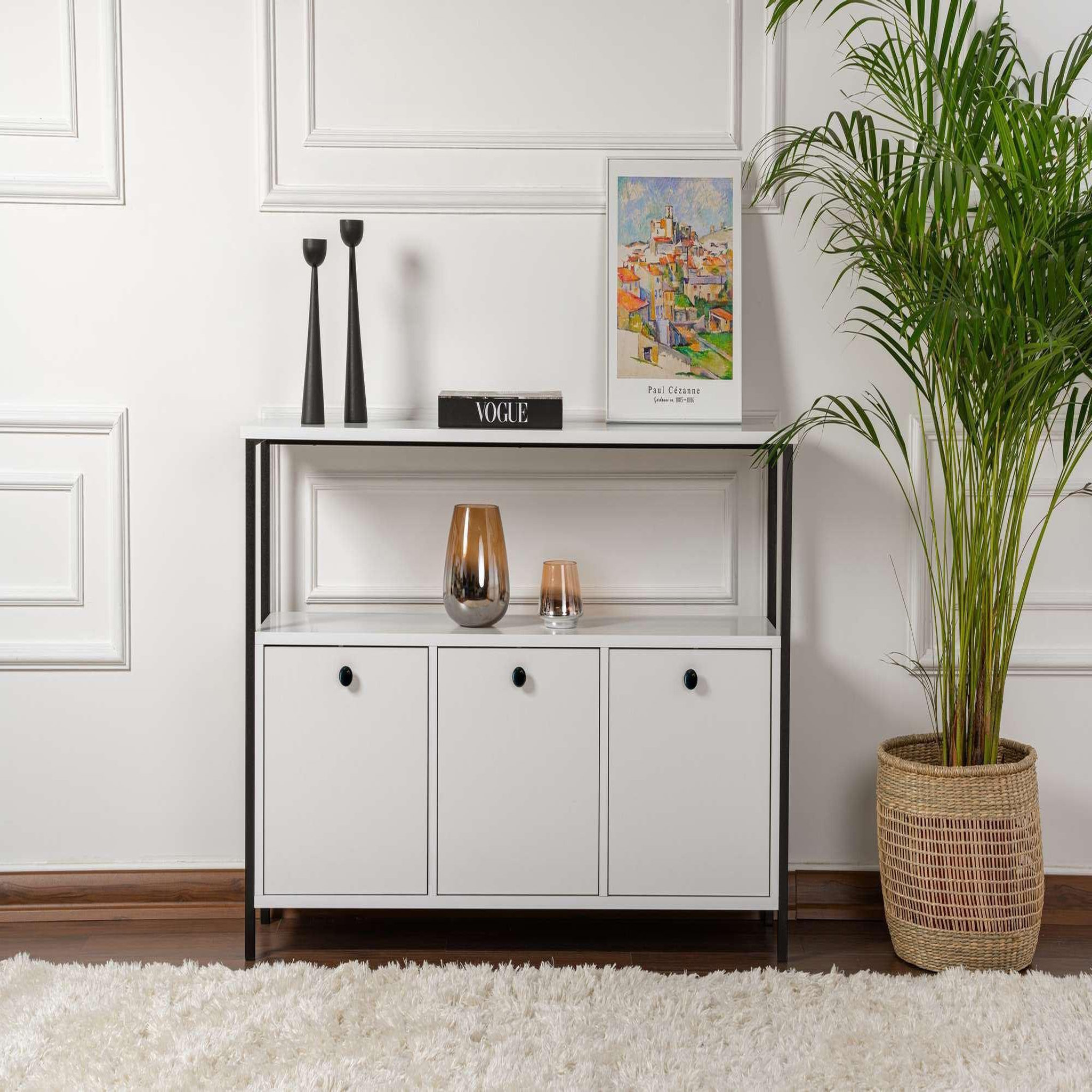 Voir la diapositive 2 : Habitat et Jardin Buffet en bois  solace  - 120 x 30 x 77 cm - blanc
