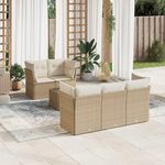 VIDAXL Salon de jardin avec coussins 6 pcs beige resine tressee