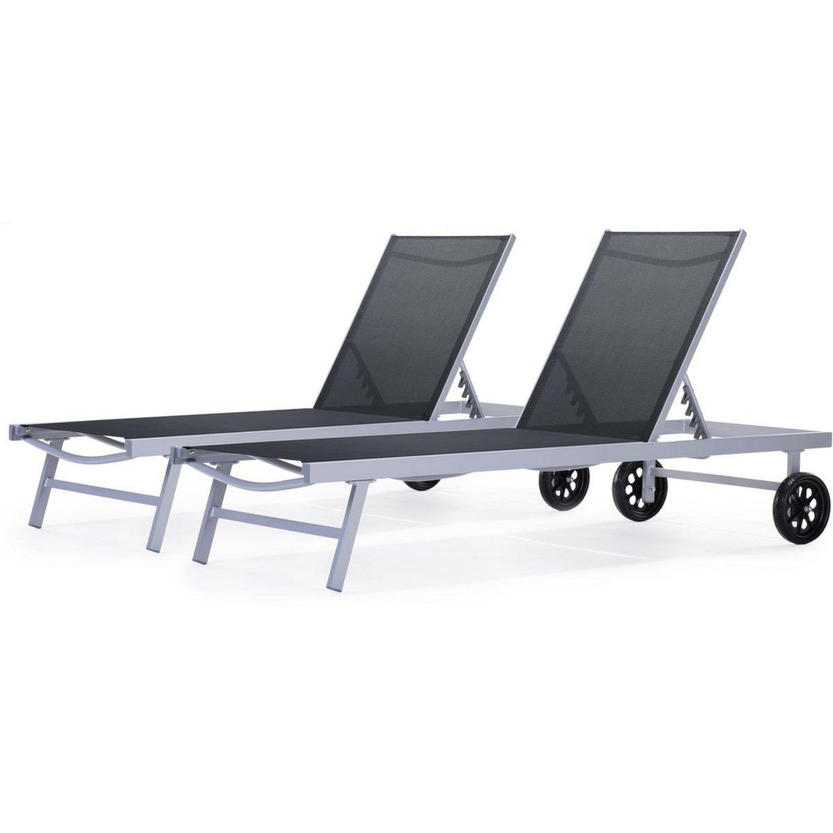 Habitat et Jardin Bain de soleil en aluminium et textilène  Bella  - Phoenix - Gris - Lot de 2